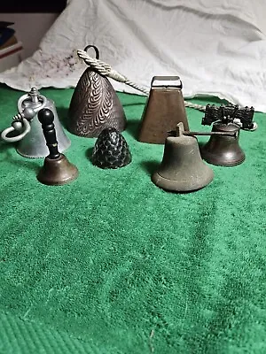 Vintage Bells Lot Of 7 Assorted Sizes And Shapes.  No Makers Marks. All Working • $12.50