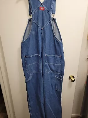 Dickies Men Bib Carpenter Overall Men 30x30  WOMENS SIZE 10Dark Denim  • $25