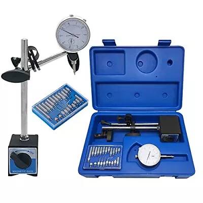 Professional 0-10Mm Dial Indicator Gauge With Magnetic Base & Point Precision In • $52.48