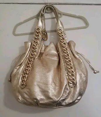 Michael Kors  GOLD LEATHER LARGE TOTE BAG With Chain Link Detail  • $50