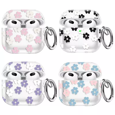 For Apple AirPods 1/2/3 Pro 1 2 Shockproof Case Skin Floral Clear Keychain Cover • $8.03