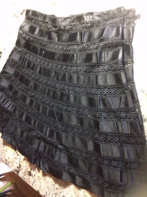 £15 • Buy Vintage French Black Lace And Silk Satin Striped Mourning Veil/ Shawl
