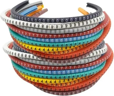 1000 PCS EC-0 Electrical Cable Wire Number Coloured Marker 0 To 9  For 1.5mm2 • £12.99