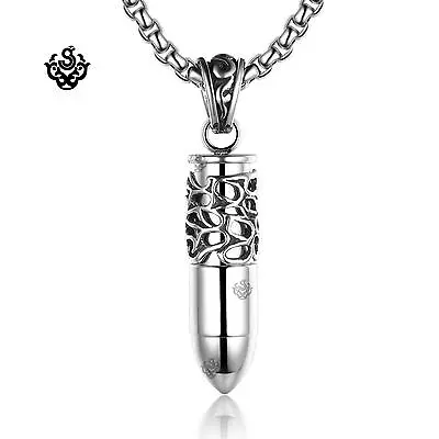£18.74 • Buy Silver Bullet Solid Pendant Stainless Steel Ball Chain Necklace Soft Gothic 24 