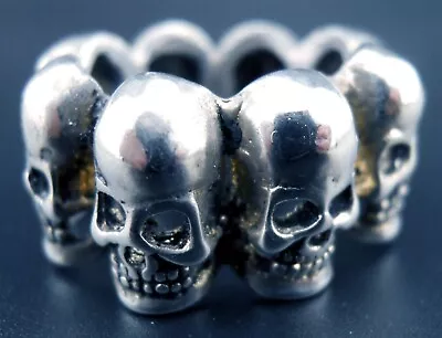 Skulls Ring Vintage Biker MC / Heavy Metal NEW Gothic  Made In USA Band Size 8 • $89