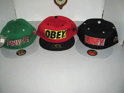 New 59 Fifty Obey - Jiggy Jig Snap Back Caps X 3 Size S/M As Shown  • $59.95