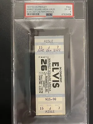 Elvis Presley Last Concert Full Ticket PSA 6 HIGHEST Indianapolis June 6/26/1977 • $19500