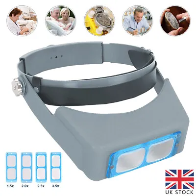 Head Magnifier Glasses Magnifying Visor Glass Headband With Lens Replacement • £17.99