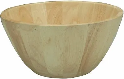 Kitchen Round Rubberwood Wooden Food Bread Salad Fruit Serving Server Bowl Dish • £13.29