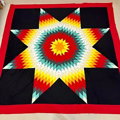 $36.99 • Buy Texas Lone Star Handmade Machine Pieced Cotton Queen Patchwork Quilt Top/topper