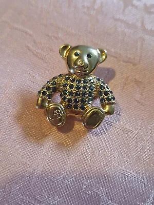 £15.99 • Buy Signed Adrian Buckley Pave Blue Crystal Teddy Bear Brooch  / Pendant