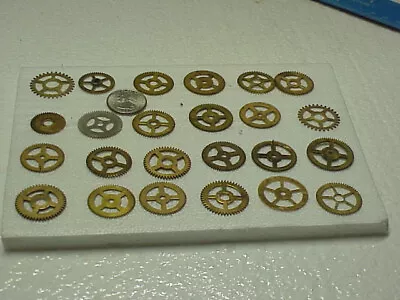 24 Used Small Brass Clock Gears Steampunk Altered Art Projects Parts #27 • $19.99