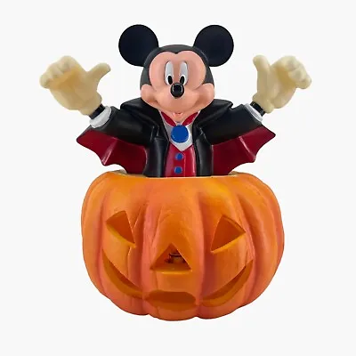 Vintage Disney Mickey Mouse Light Up Jack O Lantern Halloween Decor Vampire • $69.99