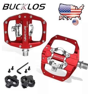 BUCKLOS SPD  MTB Clipless Pedals Bearings 9/16  Bike Aluminum  RED NEW PD-M680 • $27.50