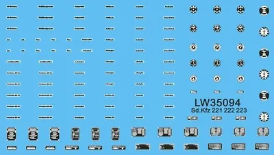 1/35 Vehicle Dials & Placards Sd.Kfz. 221-222 & 223 (Etched Sheet&Decal) LW35094 • $6.99