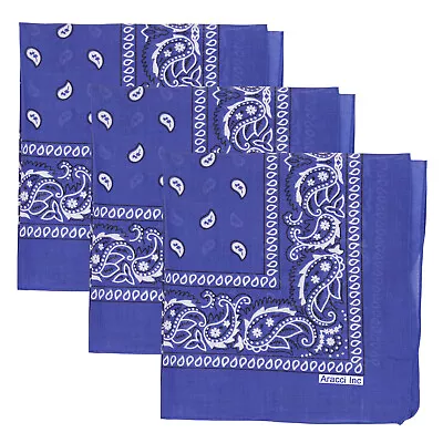 3-Pack Bandana Double-Sided Scarf Head Neck Face Mask 100% Cotton Paisley Print  • $6.50