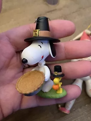 Hallmark Snoopy Woodstock Ornament Giving Thanks Thanksgiving & Wood Jester LOT • $22.99