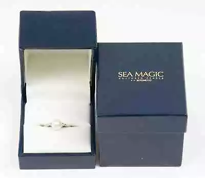 MIKIMOTO SEA MAGIC CULTURED PEARL Ring 14K & DIAMOND Size 5 • $490