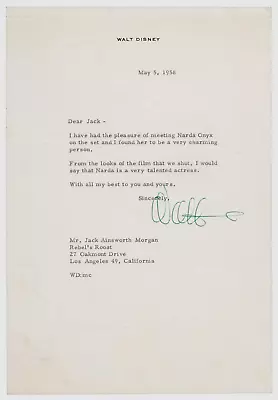 Walt Disney Autograph Signature Historically Significant Reference Letter 1958 • $4995