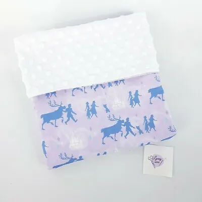 Handmade Baby Bassinet Pram Crib Blanket Purple Disney Frozen Print Cotton Minky • $36.50