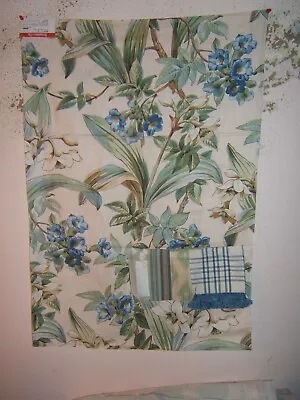 Brunschwig & Fils Daffodil And Vine Floral Remnant 25 W X 36  L Color Blue  • $80