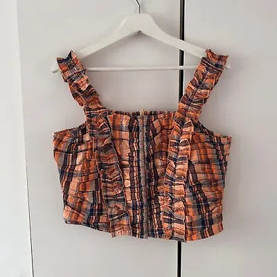 Anthropologie Verb Plaid Ruffle Corset Top Size M • £29