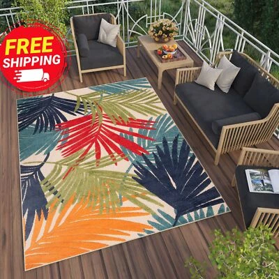 £114.99 • Buy Outdoor Indoor Rug Modern Floral 3D Effect Sisal Palm Tree Mat Garden Carpet
