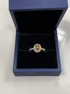 Judith Ripka Sterling Silver Oval Citrine Ring. Size 7 W/CZ’s M3450 • $50