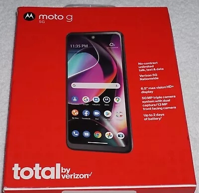 Moto G 5G- 64GB Black Total By Verizon Prepaid Smartphone Factory Sealed NEW • $60