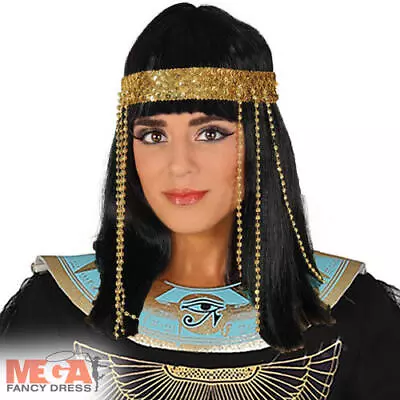 Ancient Egyptian Queen Wig Ladies Fancy Dress Cleopatra Adults Costume Accessory • £10.99