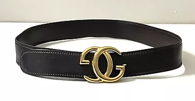$119.99 • Buy Gucci Made In Italy Brown Leather Belt Monogram Gold Buckle Women's Mens Size 36