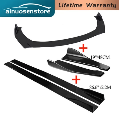 $34.99 • Buy Universal Car Front Bumper Lip Spoiler Diffuser Body Kits + Side Skirt Splitter