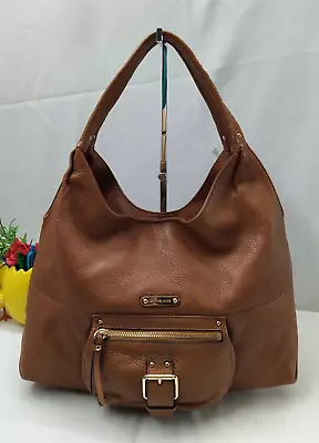 Michael Kors Fulton Brown Pebbled Leather Buckle Pocket Zipper Hobo Shoulder Bag • $85.50