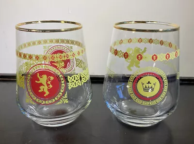 Set Of 2 Game Of Thrones 14.4oz Wine Cocktail Tumbler Glasses With Gold Rims GOT • £7.71