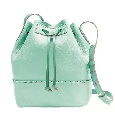 J.Crew Women's Mint Green Leather Crossbody Bucket Bag Purse • $42