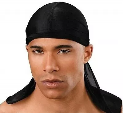 1 X DURAG Magic MEN'S Silky Smooth Satin Stretchable Breathable Headwraps Black • £2.75