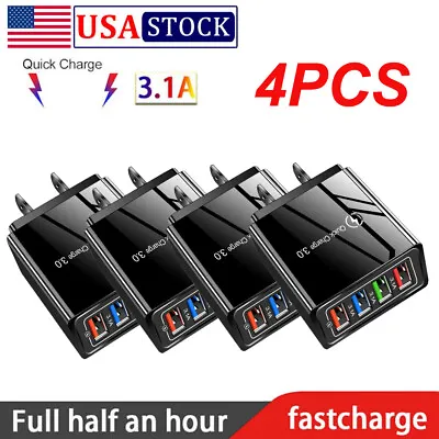 4PACK 4 Port Fast Quick QC 3.0 USB Hub Wall Charger Power Charge Adapter US Plug • $8.99