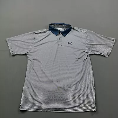 Under Armor Shirt Mens Extra Large Loose Blue White Performance Polo Golf UA • $24.99