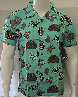 Nwt Mens Lost Coral Brain Ss Woven Shirt Color Turquoise Size Large  • $14.99