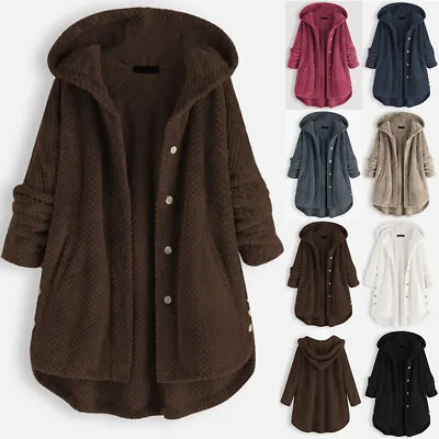 £19.59 • Buy Women Winter Warm Fleece Teddy Bear Hoodie Coat Ladies Plain Jacket Plus Size UK