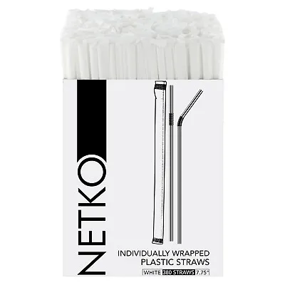 380 Disposable  White Flexible  Plastic Drinking Wrapped Straws 7.75 Inches Long • $7.99