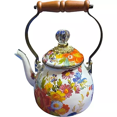 MacKenzie-Childs Flower Market Enamel Tea Kettle Decorative 2-Quart Capacity • $139.99