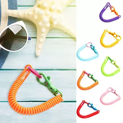 2PCS Spiral Retractable Spring Coil Keychain Anti-Lost Stretch Rope Key Lanyard • £9.35