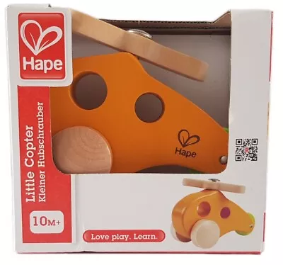 £10.49 • Buy HAPE Wooden Baby Push-Along HELECOPTER TOY Orange Chopper | Little Copter