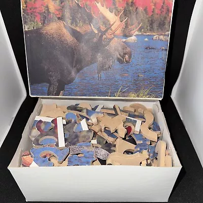 Wood Wooden Jigsaw Puzzle - Made In Maine ‘I’m Puzzled’ Moose Picture • $19.99