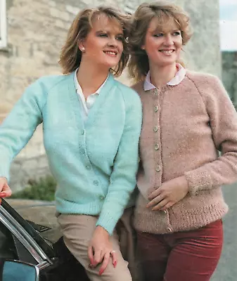 Ladies Easy Knit Classic Cardigan Knitting Pattern V &Round Neck DK 30-42 1383 • £2.09