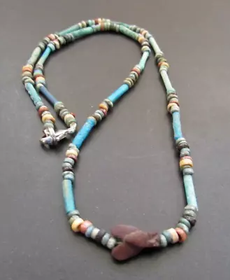 NILE  Ancient Egyptian Red Jasper Fly Amulet Mummy Bead Necklace Ca 600 BC • $125