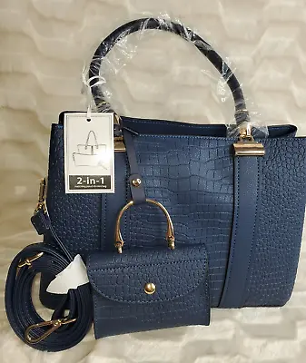 LA TERRE Fashion Satchel Crossbody Handbag 2 IN 1 BLUE • $49.99