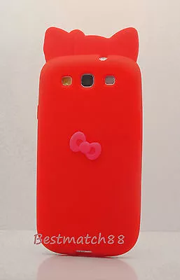 FOR SAMSUNG I9300 GALAXY S3 S III  RED PINK 3D BOW SOFT SILICONE CASE • $7.80