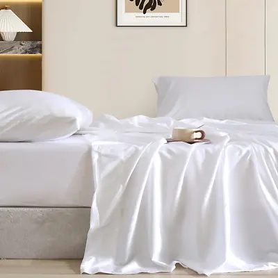 100% Modal Sheet Set King Size 4 Piece Luxury White Sheet Set Super Soft Comfy B • $123.99